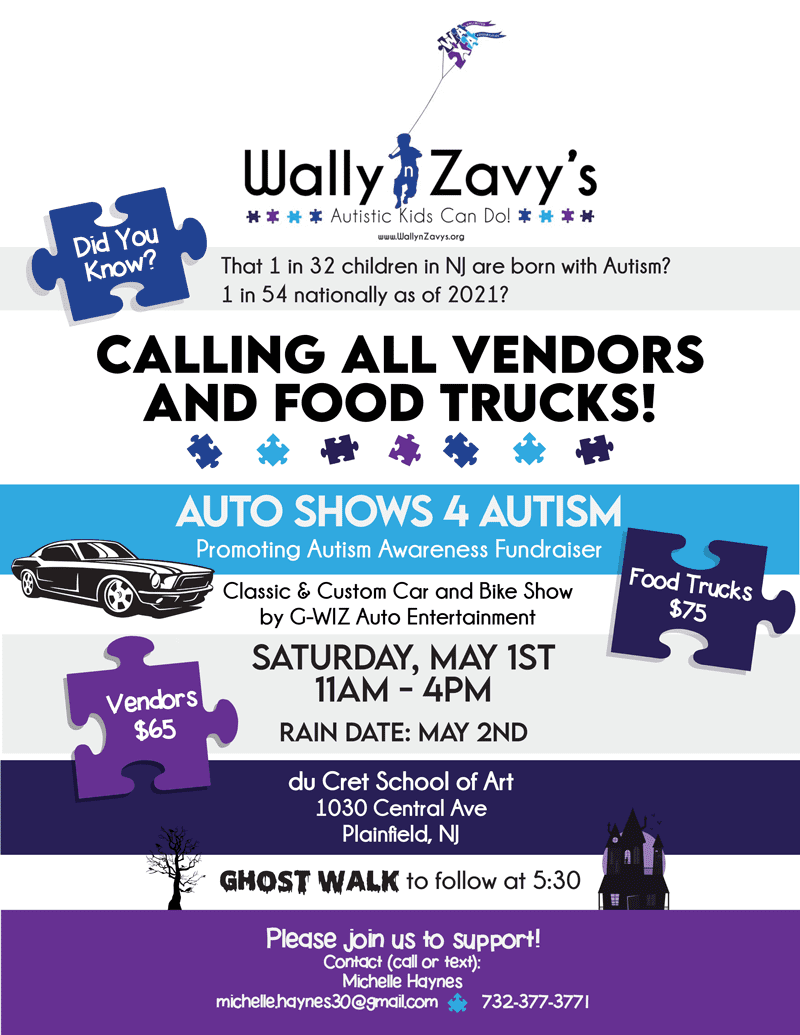 A poster for the event called " auto shows 4 autism ".