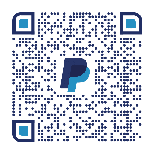 A qr code with the paypal logo on it.